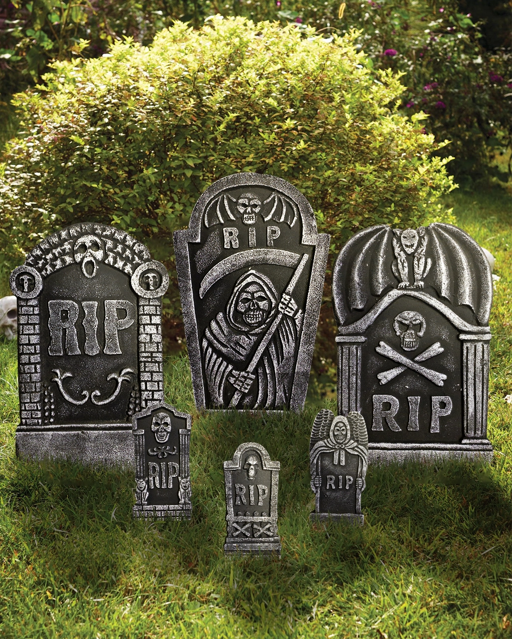 6-teiliges Halloween Grabstein Set 48cm 3 6-teiliges Halloween Grabstein Set 48cm