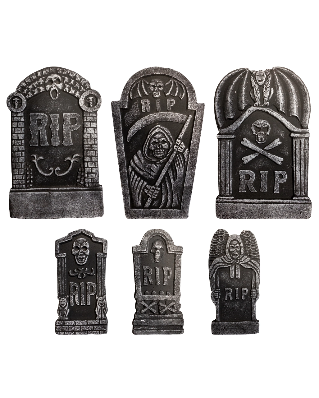 6-teiliges Halloween Grabstein Set 48cm 4 6-teiliges Halloween Grabstein Set 48cm – Bild 2