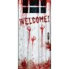 Blutige "Welcome" Türfolie 2 Blutige "Welcome" Türfolie -Halloween Verkaufsgeschäft bloody welcome tuerfolie blutspritzder tuerfolie als halloween deko bloody door cover halloween und horror deko 52848
