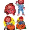 Chucky Mörderpuppe Wanddeko 4-tlg. -Halloween Verkaufsgeschäft chucky childs play wanddeko chucky cut outs chucky wal decor 38876 01