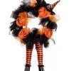 Halloween Kranz Mit Hexen Beinen -Halloween Verkaufsgeschäft halloween tuerkranz mit hexenbeinen halloween door wreath with witch legs hexen deko 52763
