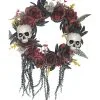 Halloween Türkranz Mit Vertrockneten Blüten & Totenschädel -Halloween Verkaufsgeschäft halloween tuerkranz mit verbluehten blumen und totenkoepfen halloween wreath with dried flowers and skulls 39610 01