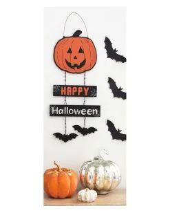Happy Halloween Hängeschild Mit Kürbis 30cm -Halloween Verkaufsgeschäft happy halloween kuerbis haengeschild happy halloween pumpkin sign kinderfreundliche halloween deko 53142 03