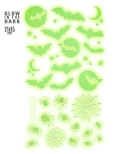 Halloween Verkaufsgeschäft -Halloween Verkaufsgeschäft leuchtende halloween sticker fledermaeuse und spinnen glow in the dark halloween sticker bats and spiders 51726 02