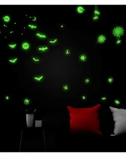 Leuchtende "Fledermäuse & Spinnen" Halloween Sticker -Halloween Verkaufsgeschäft leuchtende halloween sticker fledermaeuse und spinnen glow in the dark halloween sticker bats and spiders 51726 03