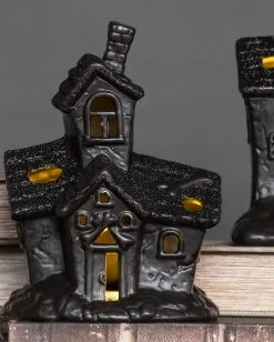 Beleuchtete Grusel Glitzer Geisterhaus Deko -Halloween Verkaufsgeschäft scary glitter geisterhaus deko mit led scary glitter light up haunted house halloween spukhaus deko 53048 4