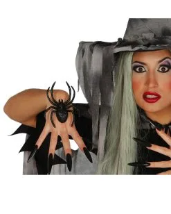 2 Schwarze Glitzer Spinnen -Halloween Verkaufsgeschäft schwarze glitter spinne 2 st edle halloween dekoration elegante gothic ungeziefer deko 28685 02