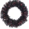 Halloween Kranz Mit LED Schwarz-orange 60cm -Halloween Verkaufsgeschäft schwarzer halloween kranz mit orangen leds 60cm black halloween wreath with orange led lights 54294