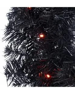 Halloween Kranz Mit LED Schwarz-orange 60cm 5 Halloween Kranz Mit LED Schwarz-orange 60cm -Halloween Verkaufsgeschäft schwarzer halloween kranz mit orangen leds 60cm black halloween wreath with orange led lights 54294 2