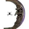 Silberfarbener Halbmond Mit Spinne 50cm -Halloween Verkaufsgeschäft silberfarbener halbmond mit spinne vor dem gesicht hanging moon with spider halloween deko 53914 02