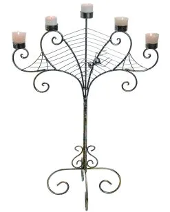 Silber-goldener Metall Spinnweben Kerzenständer