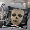 Totenschädel Wendepailletten Kissen Schwarz Gold -Halloween Verkaufsgeschäft totenschaedel kissen mit flip pailletten skull flip sequin halloween pillow 39249